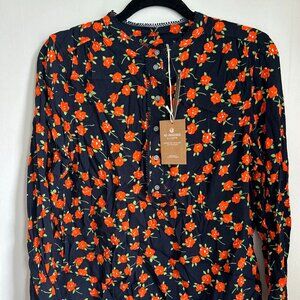 J.Crew Popover Blue and Red Orange Size M NEW